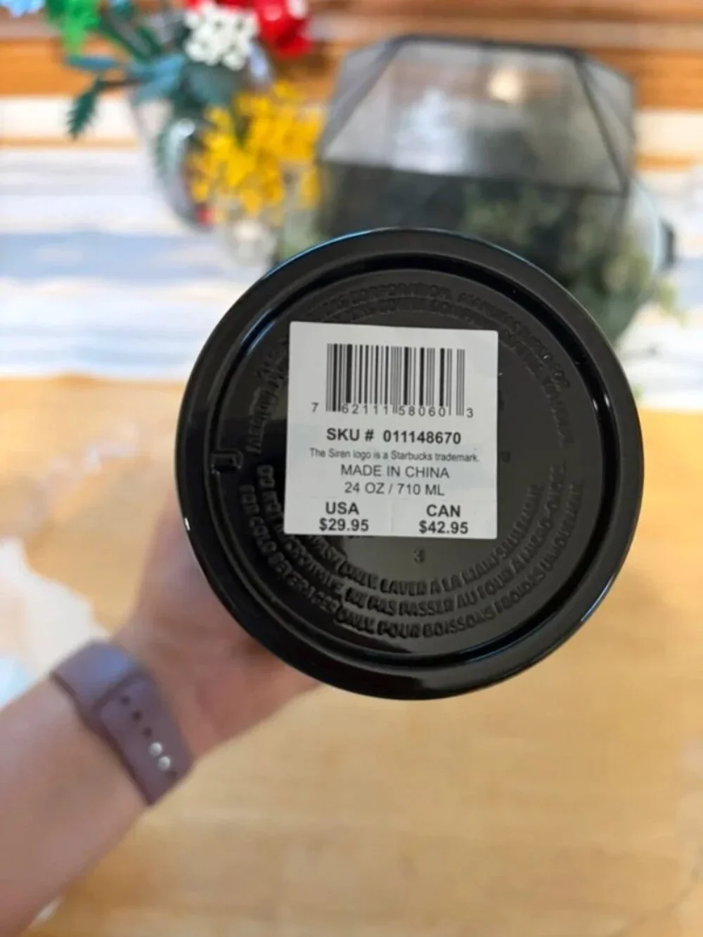 Starbucks 24oz Black Metallic Ribbed Tumbler